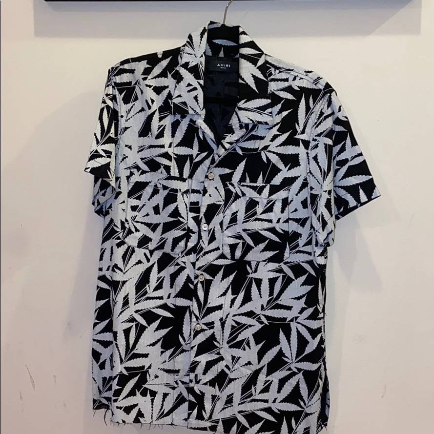 Amiri - Leaf Print Short Sleeve Button Down Shirt